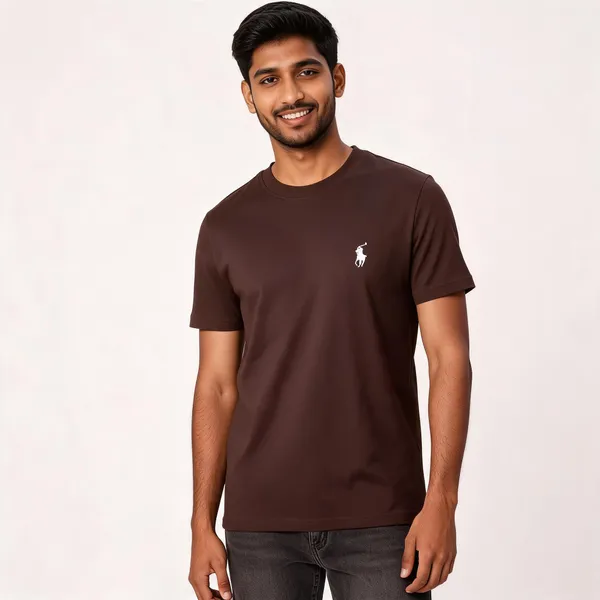 Dark_Coffee_Cotton_Lycra_T-Shirt_For_Men