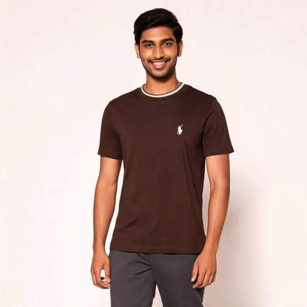 Dark_Coffee_Cotton_Lycra_T-Shirt_For_Men