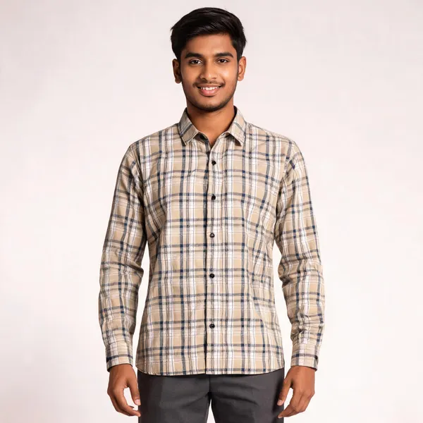 Beige_Oxford_Full_Sleeve_Check_Shirt_For_Men
