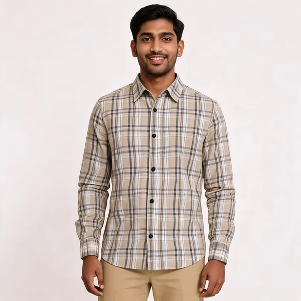 Beige_Oxford_Full_Sleeve_Check_Shirt_For_Men