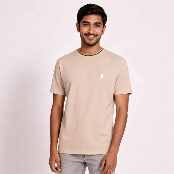 Beige_Cotton_Lycra_T-Shirt_For_Men