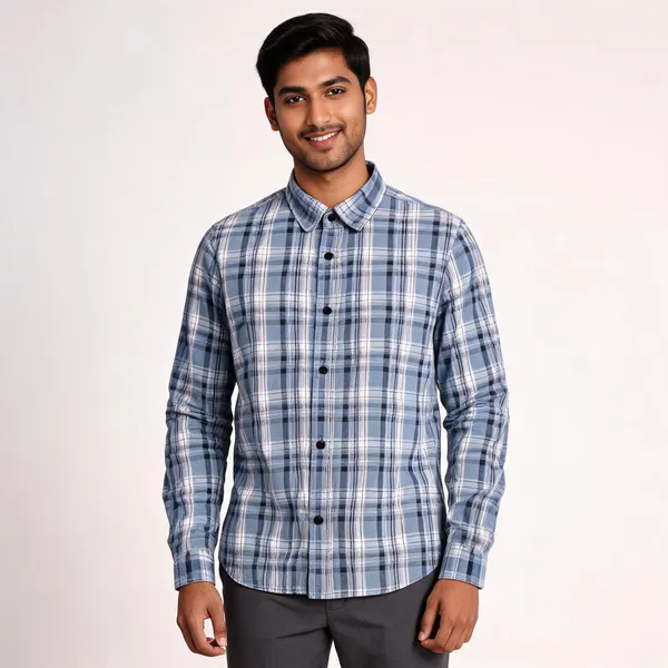 Blue_Oxford_Check_Shirt_For_Men