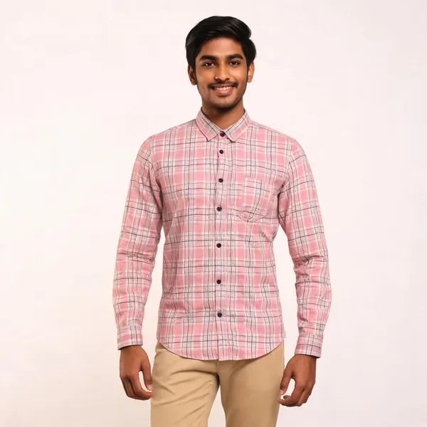Pink_Cotton_Oxford_Check_Shirt_For_Men