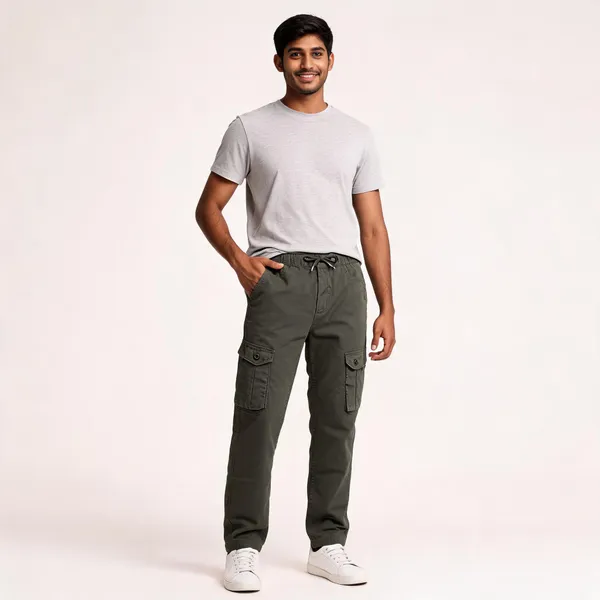 Dark_Olive_Cotton_Cargo_Pants_For_Men