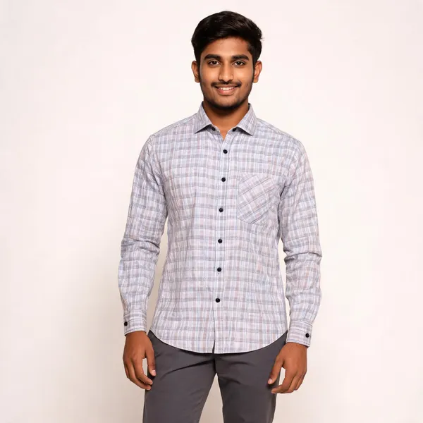 Grey_Oxford_Check_Shirt_For_Men