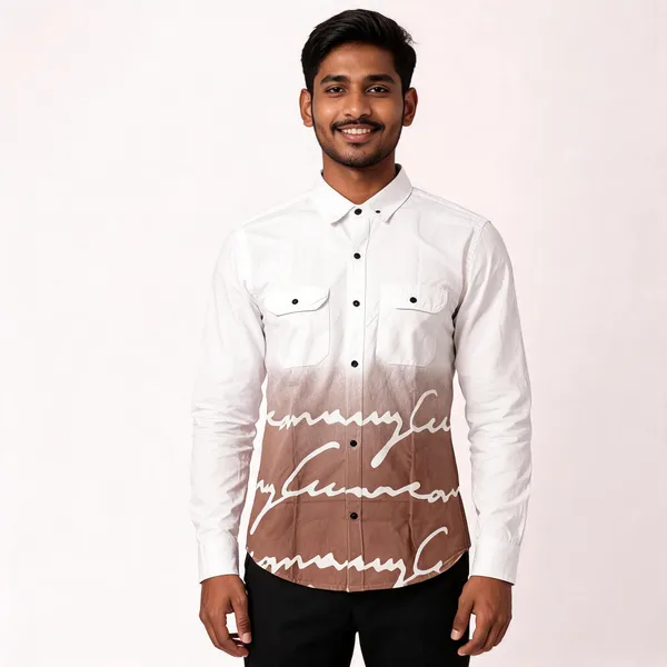 White_&_Brown_Cotton_Double_Colour_Shirt_For_Men