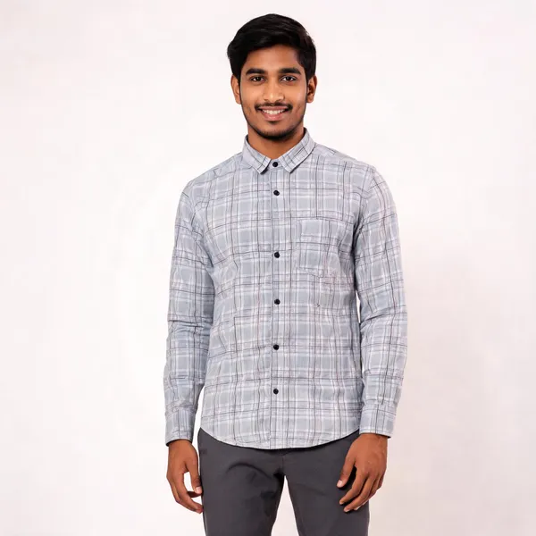 Light_Grey_Cotton_Oxford_Check_Shirt_For_Men