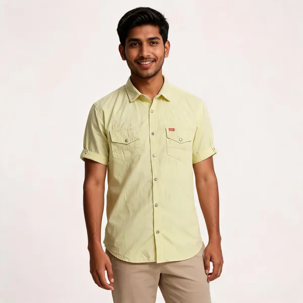 Light_Green_Cotton_Half_Sleeve_Shirt_For_Men