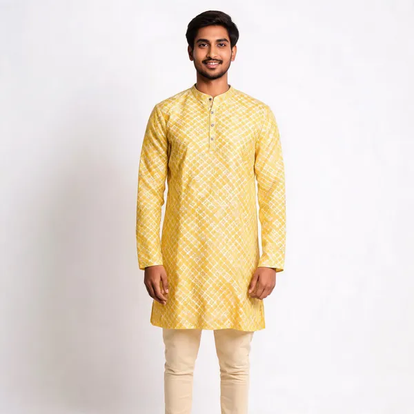 Yellow-Green_Party_Wear_Kurta_For_Men