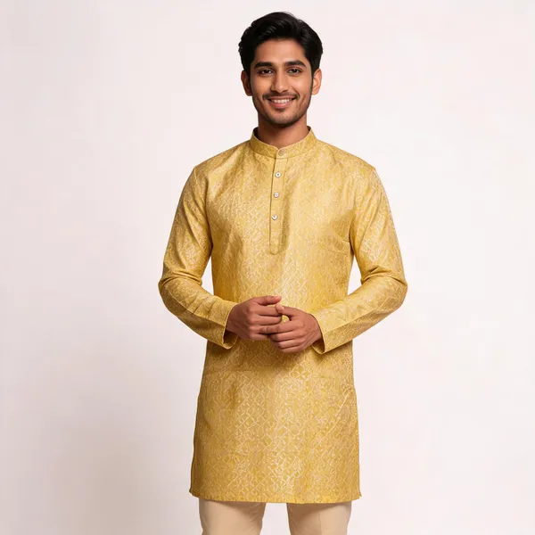 Mustard_Fancy_Party_Kurta_For_Men