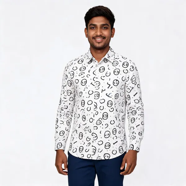 White_Popcorn_Fabric_Full_Sleeve_Shirt_For_Men