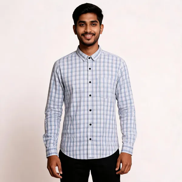 White_Cotton_Oxford_Full_Sleeve_Check_Shirt_For_Men