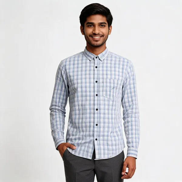 White_Cotton_Oxford_Full_Sleeve_Check_Shirt_For_Men