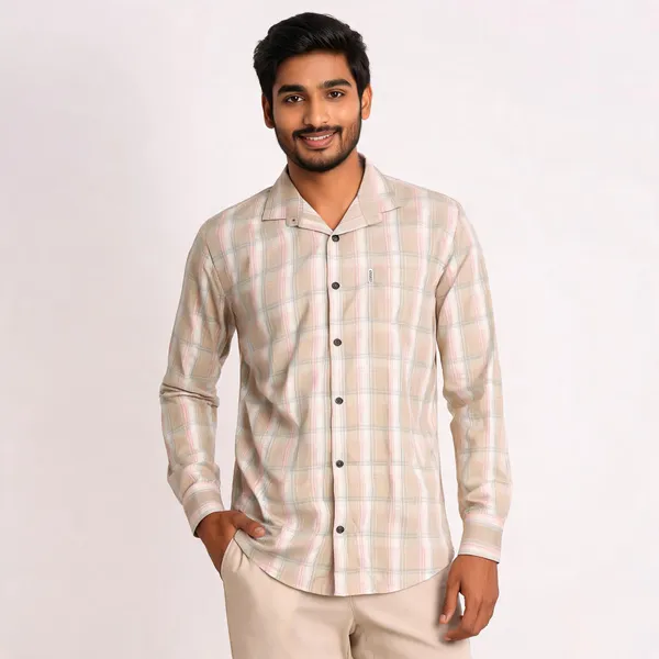 White_Cotton_Oxford_Full_Sleeve_Check_Shirt_For_Men