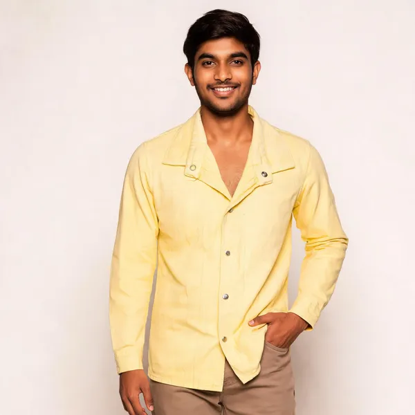 Yellow_Cotton_Rfd_Full_Sleeve_Shirt_For_Men