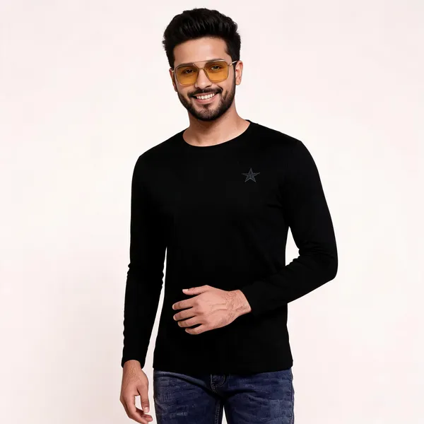 Black_Cotton_Hosiery_T-Shirt_For_Men