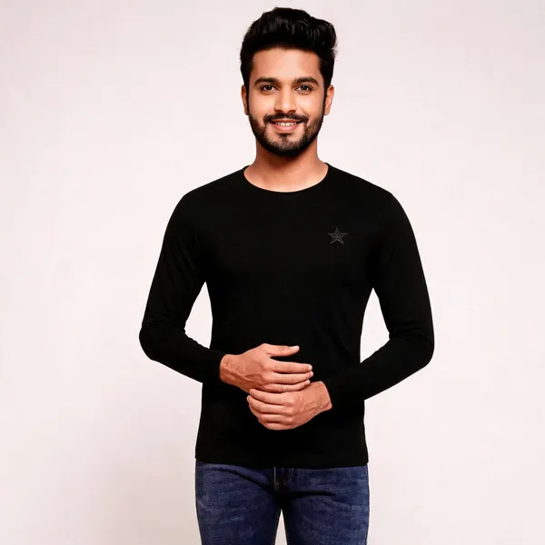 Black_Cotton_Hosiery_T-Shirt_For_Men