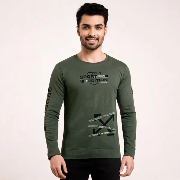 Olive_Green_Cotton_Hosiery_T-Shirt_For_Men