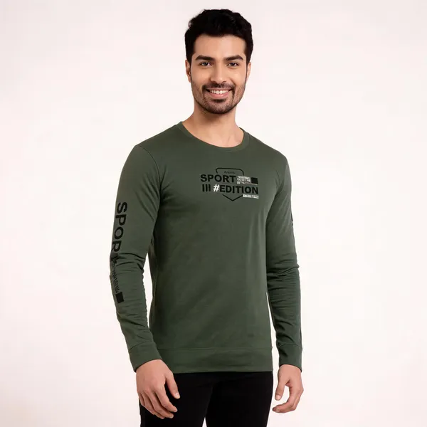 Olive_Green_Cotton_Hosiery_T-Shirt_For_Men