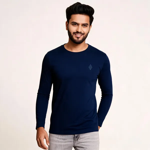 Navy_Blue_Cotton_Hosiery_T-Shirt_For_Men
