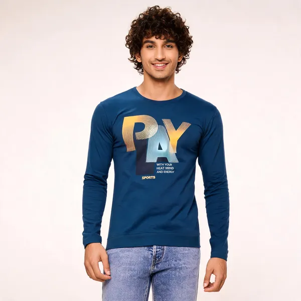 Blue_Cotton_Hosiery_T-Shirt_For_Men