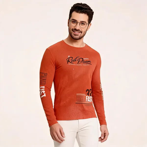 Orange_Cotton_Hosiery_T-Shirt_For_Men