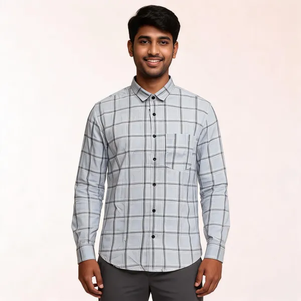 Light_Blue_Cotton_Oxford_Check_Shirt_For_Men