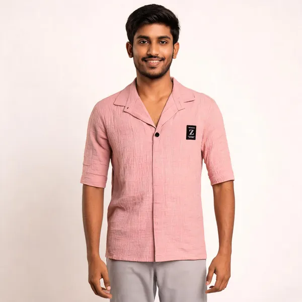 Pink_Popcorn_Fabric_Half_Sleeve_Shirt_For_Men