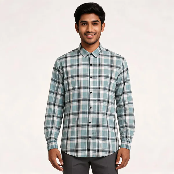 Green_Oxford_Check_Shirt_For_Men