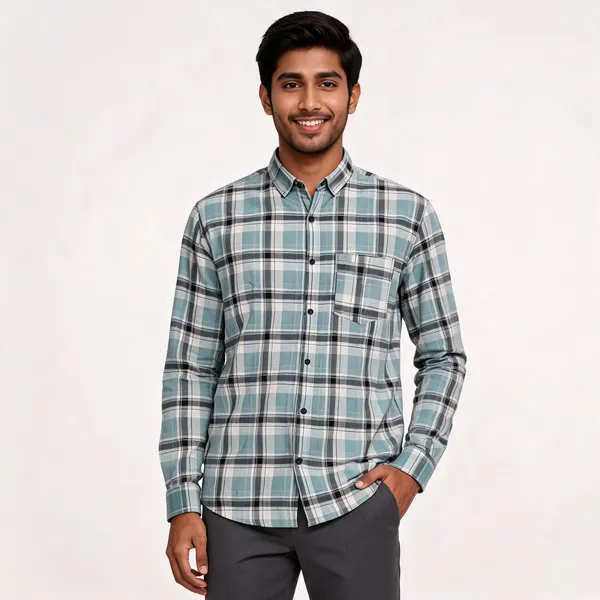 Green_Oxford_Check_Shirt_For_Men