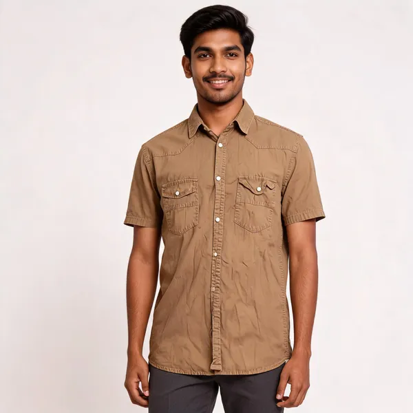 Khaki_Rfd_Half_Sleeve_Shirt_For_Men