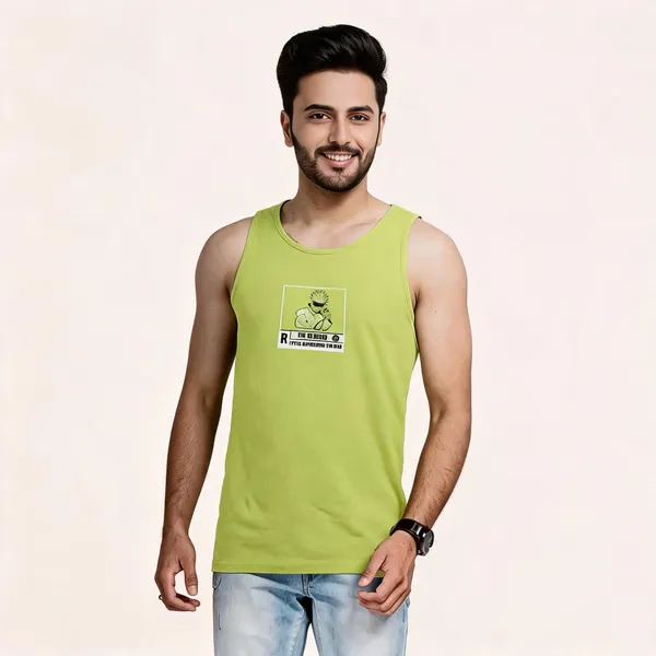 Lime_Green_Cotton_Sleeveless_Vest_For_Men