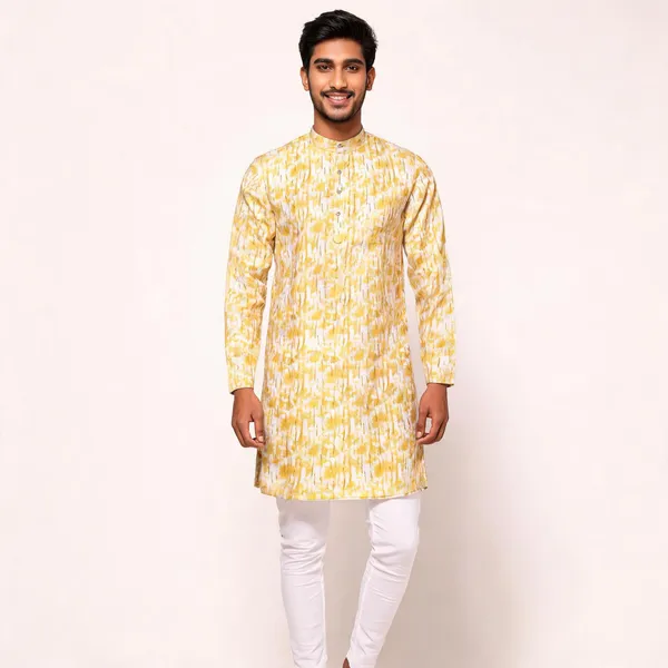 Yellow_Synthetic_Kurta_For_Men