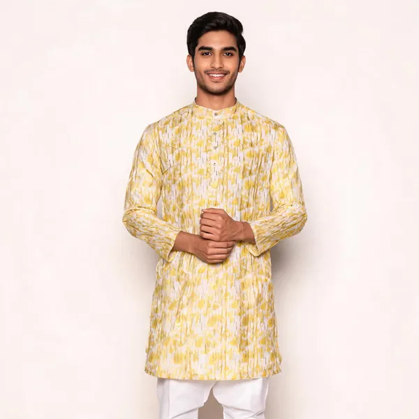 Yellow_Synthetic_Kurta_For_Men