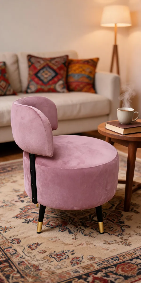 Velvet_Foam_Round_Accent_Chair_Pink