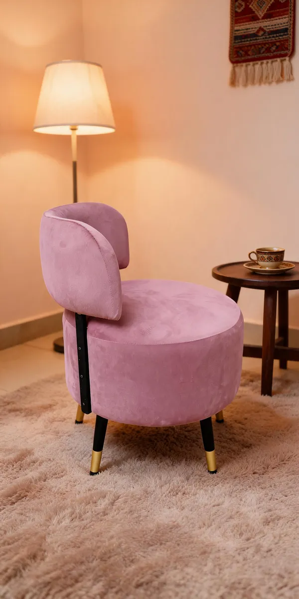 Velvet_Foam_Round_Accent_Chair_Pink