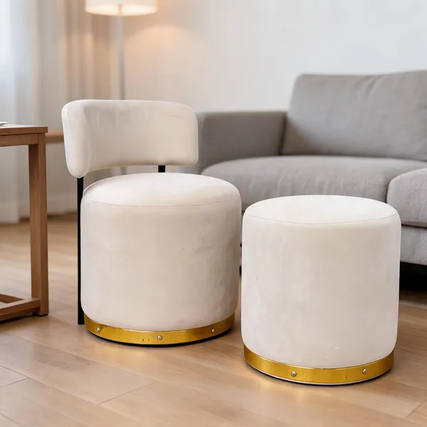 Velvet_Round_Off_White_Accent_Chair_With_Stool_Set
