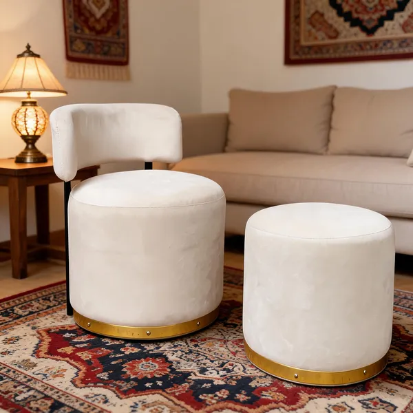 Velvet_Round_Off_White_Accent_Chair_With_Stool_Set