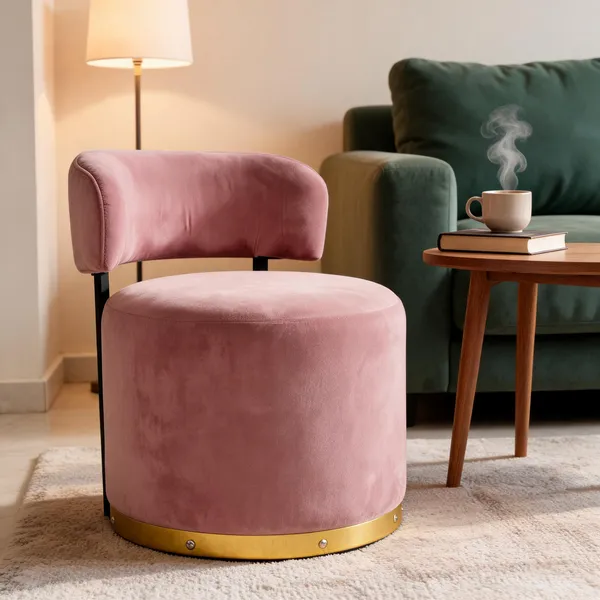 Velvet_Foam_Round_Accent_Chair_Pink