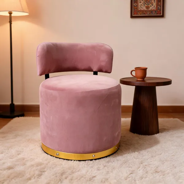 Velvet_Foam_Round_Accent_Chair_Pink