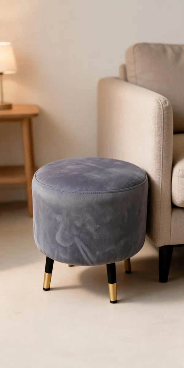 Velvet_Round_Grey_Ottoman_Stool