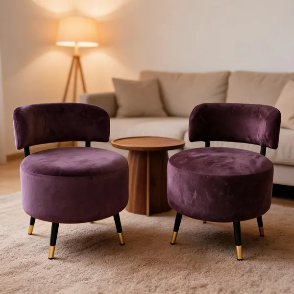 Velvet_Foam_Round_Accent_Chair_Set_Brown_