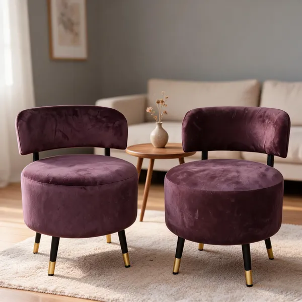 Velvet_Foam_Round_Accent_Chair_Set_Brown_