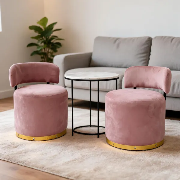 Velvet_Foam_Round_Accent_Chair_Set_Pink