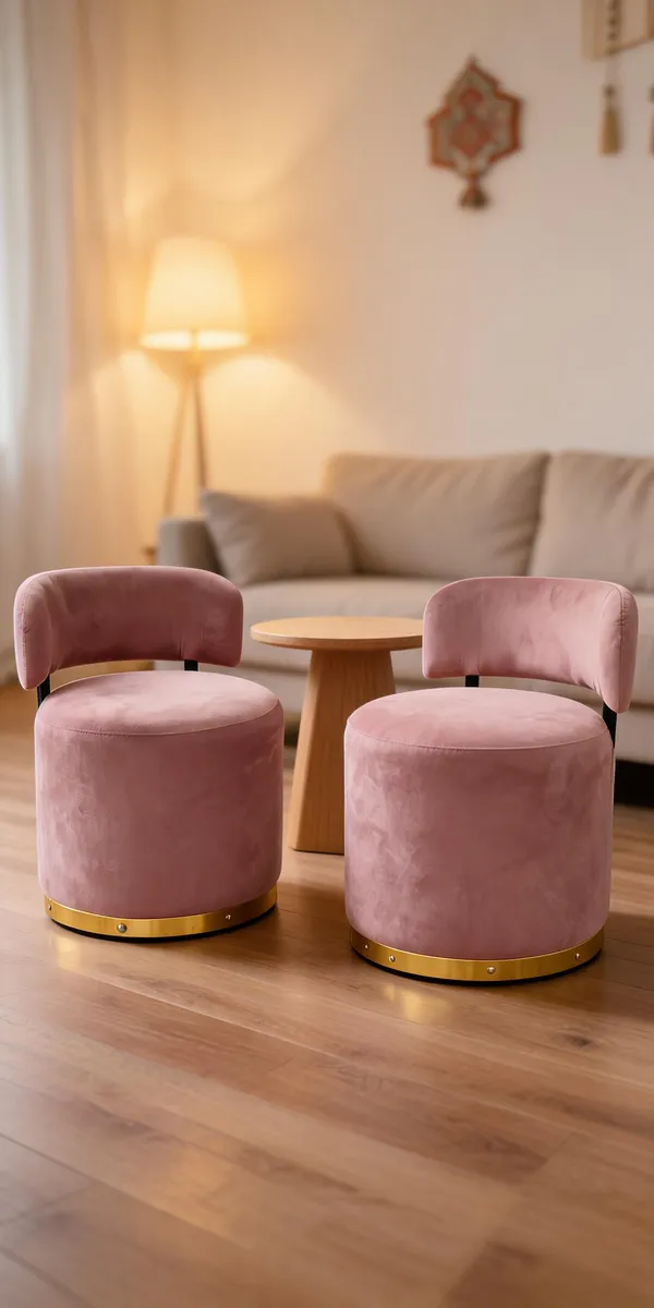 Velvet_Foam_Round_Accent_Chair_Set_Pink