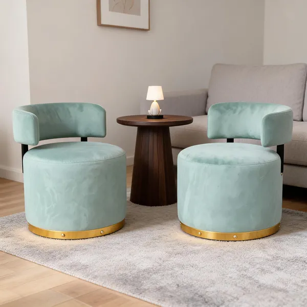 Velvet_Foam_Round_Accent_Chair_Set_Sea_green_