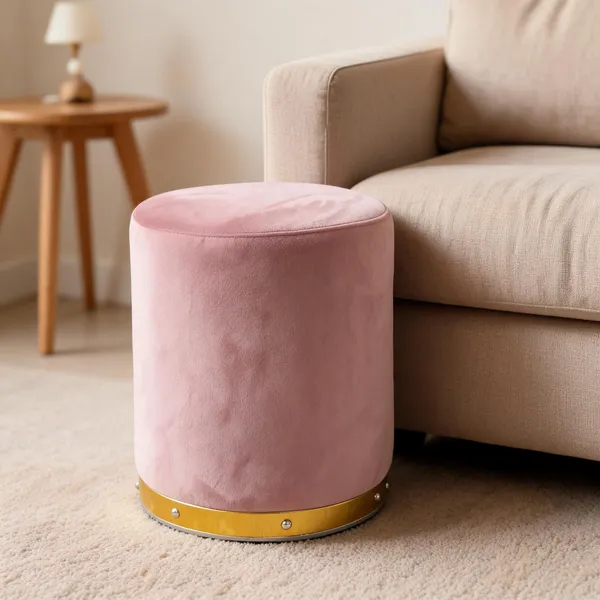 Velvet_Foam_Round_Ottoman_Stool_Pink