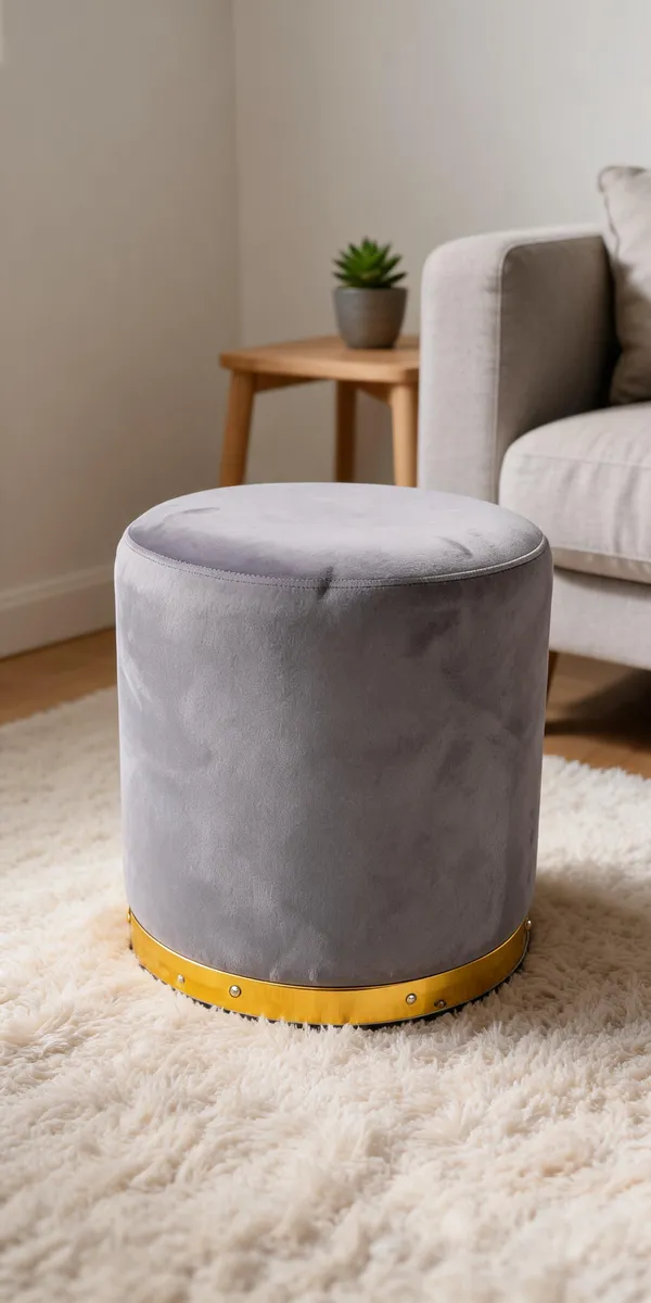 Velvet_Foam_Round_Ottoman_Stool_Grey