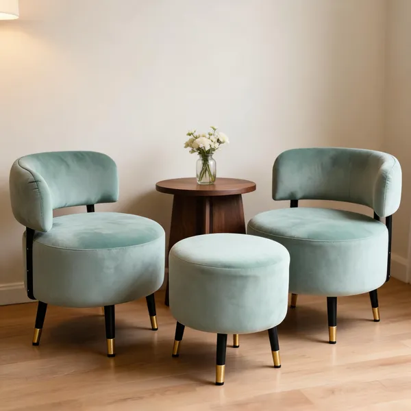 Velvet_Round_Sea_Green_Two_Accent_Chairs_With_Stool
