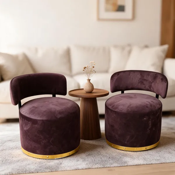 Velvet_Foam_Round_Accent_Chair_Set_Brown_